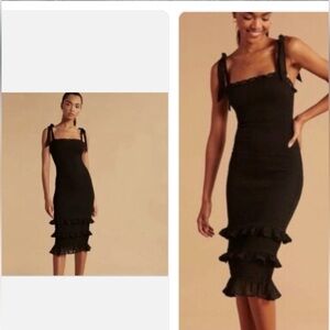 NWOT A&F Smocked Tie Ruffle Midi Dress XXSP